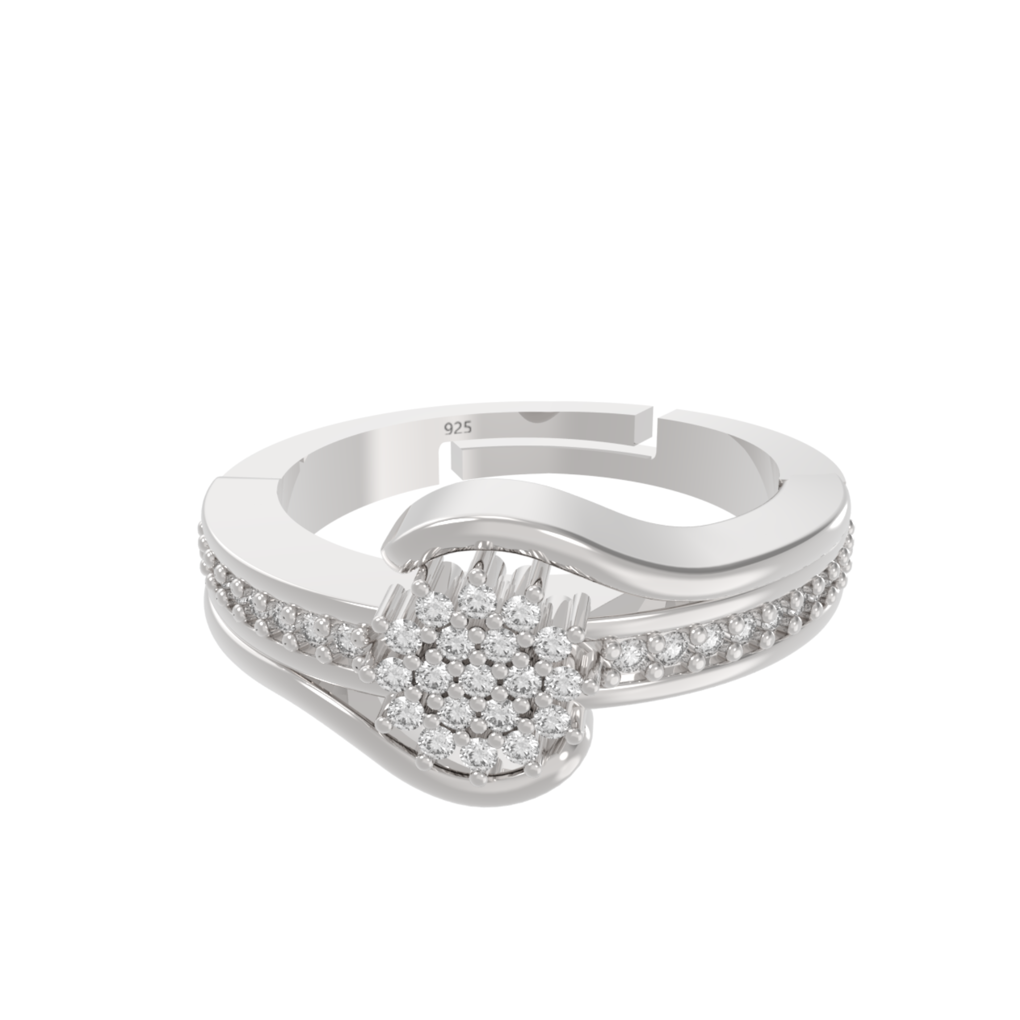 Radiant Round Cut Engagement Ring- Hallmarked 925 Sterling Silver White Gold